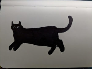 drawing of a black cat