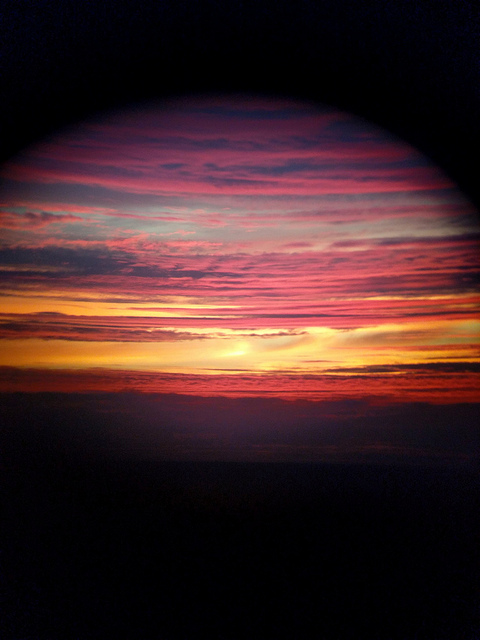 sunset through a rounded lens